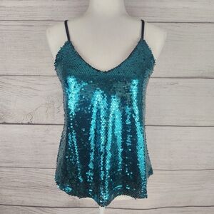 Modern Attraction Sequin Teal Cami Top
